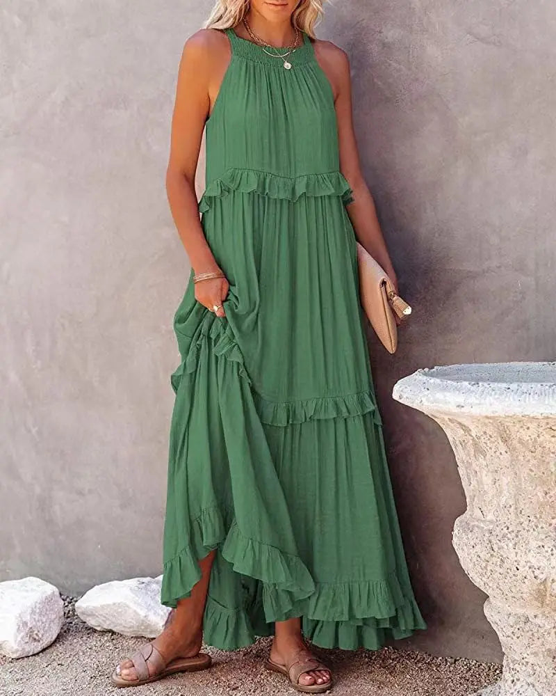 Summer Sleeveless Maxi Dress With Irregular Hem For Holiday