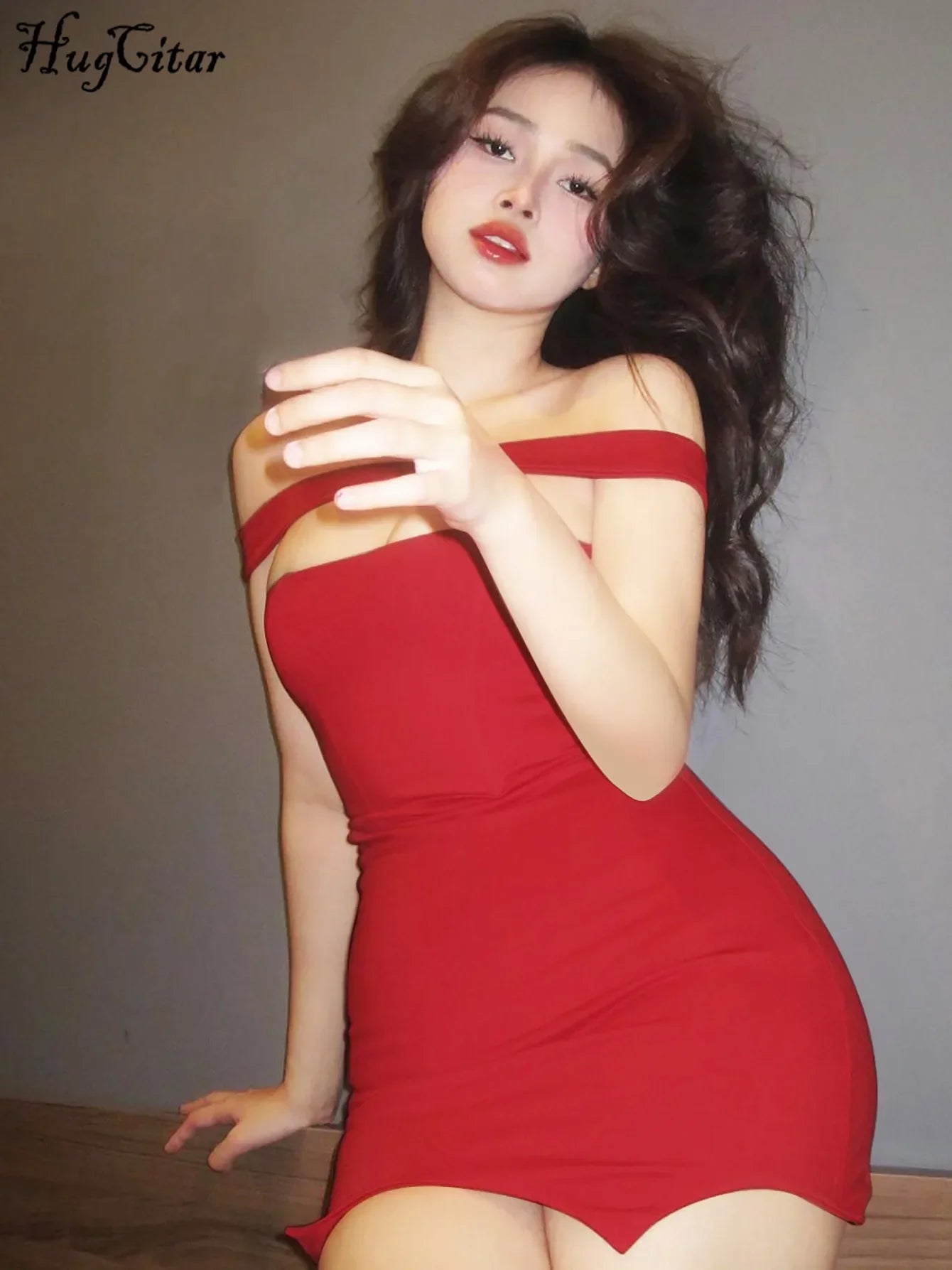 Solid Slash Neck Sleeveless Bodycon Mini Dress For Summer