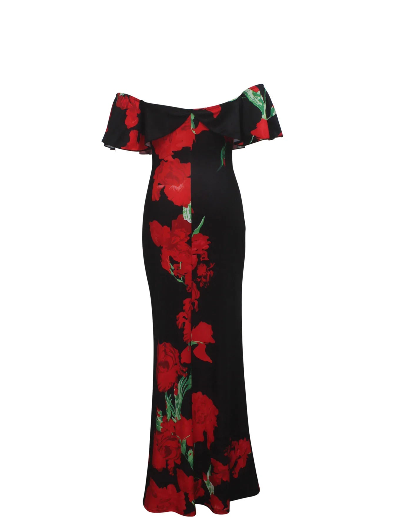 Floral Print Maxi Dress Off Shoulder Bodycon Silhouette