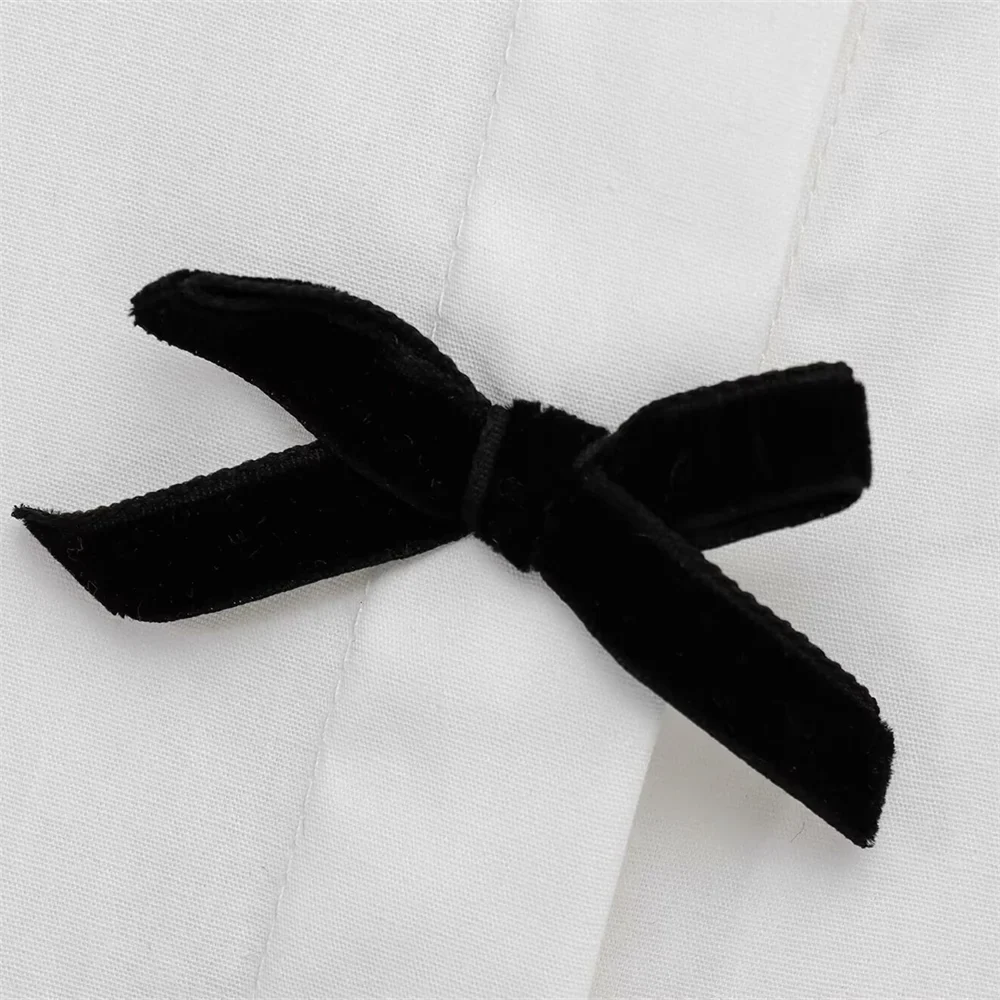 Women's Casual Long Sleeve Shirt with Butterfly Knot and Wave Point Pattern Single Breasted Stylish Blouse