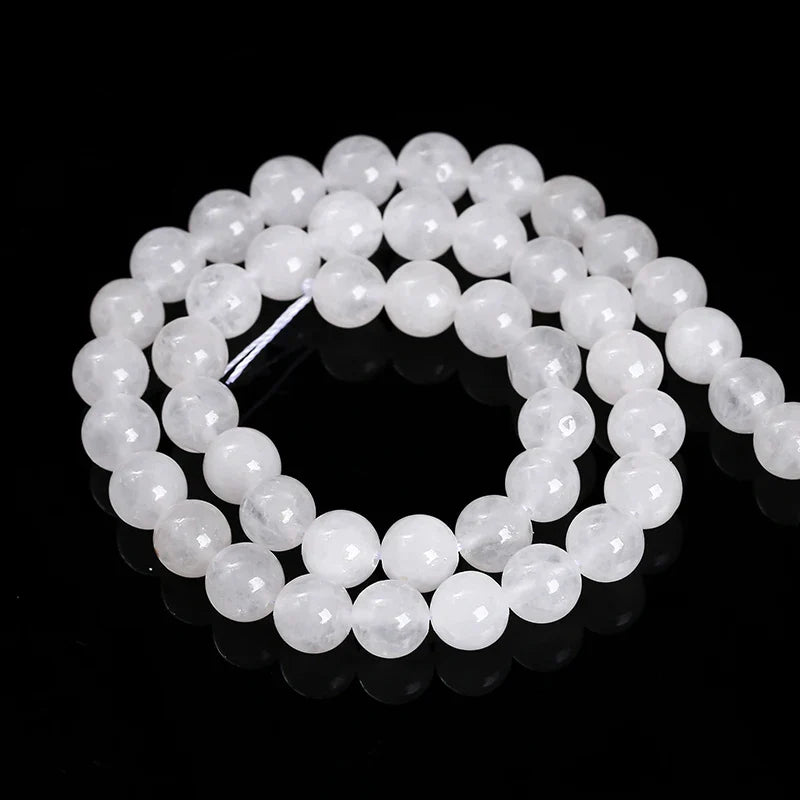 Natural White Jade Round Loose Spacer Beads for Jewelry Making DIY Necklace and Bracelet Accessories