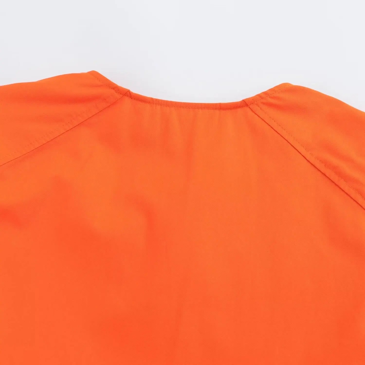 Orange Puff Sleeve Mini Dress With Bow Belt For Women