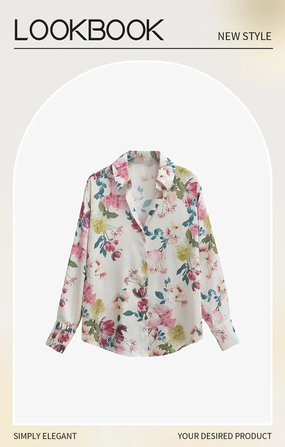 Loose Fit Women's Silk Satin Printed Shirt Versatile Three-Dimensional Slimming Texture for Spring and Summer