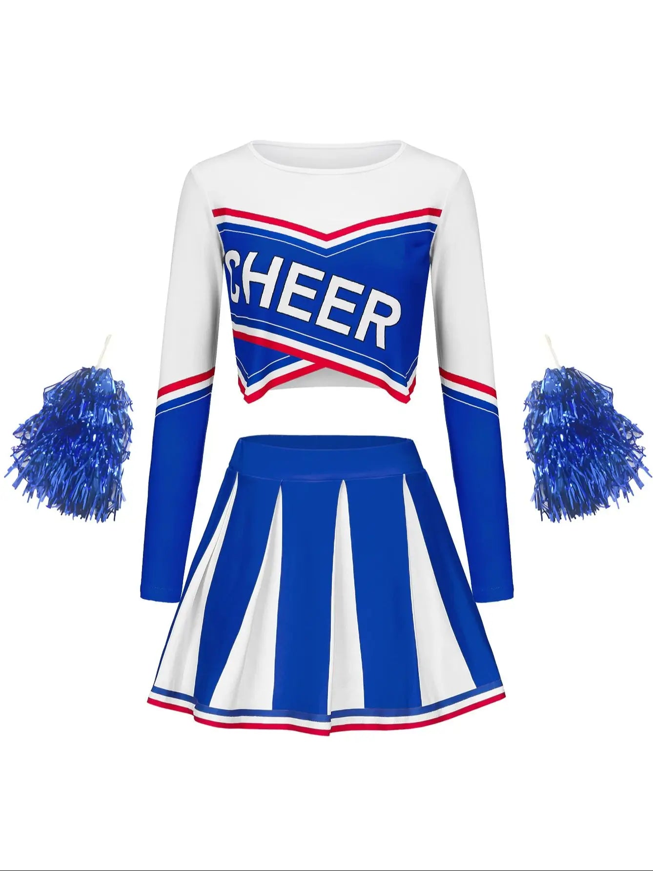 Womens Long Sleeve Cheerleader Dress for Stage Performance