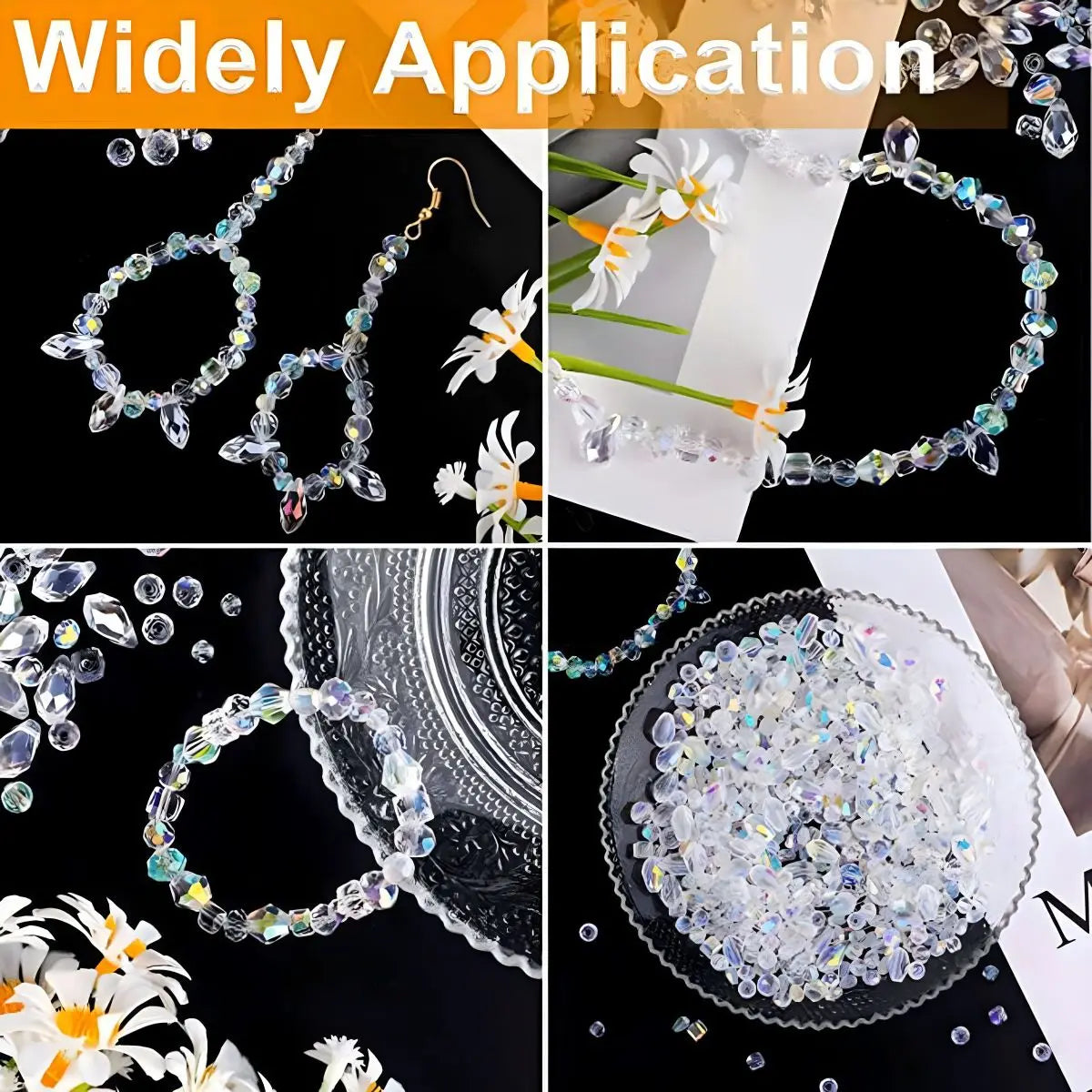 300 Pieces Mixed Crystal Glass Beads Variety Pack for DIY Crafts and Jewelry Making