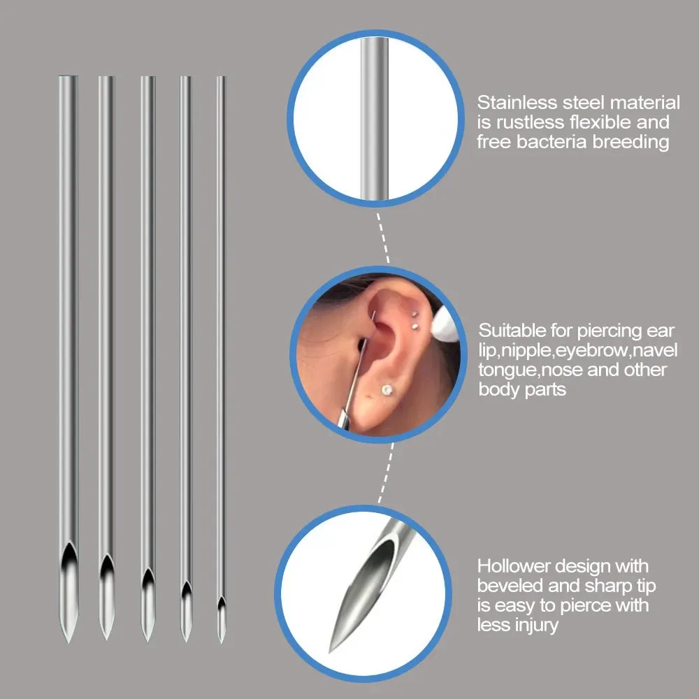Surgical Steel Disposable Body Piercing Needles Sterile Medical Grade 12G to 20G Individual Pack