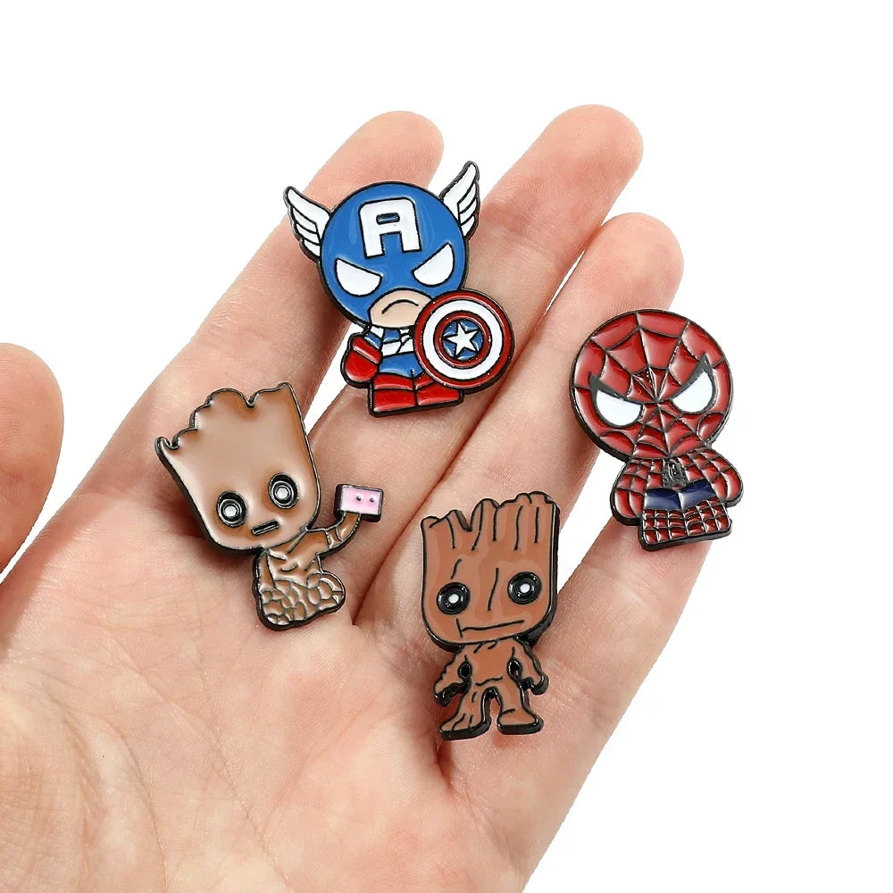 6 Pcs Creative Spider Man and Hulk Enamel Pins Set Unique Metal Badges for Backpacks and Clothing Jewelry
