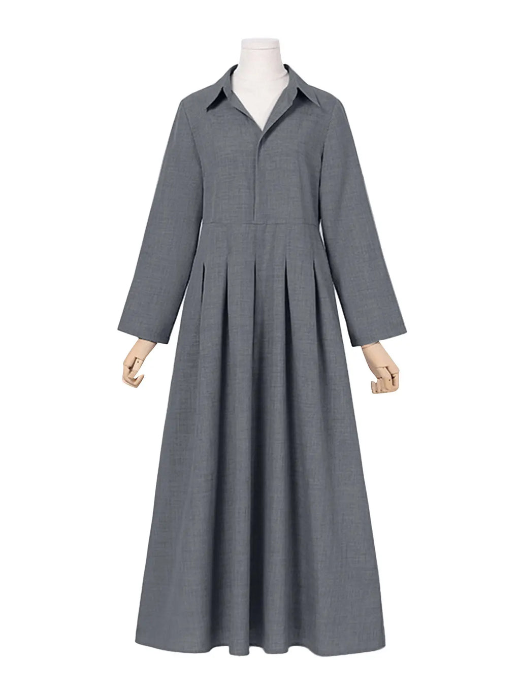 Women Long Sleeve Maxi Dress Office Casual Solid A Line