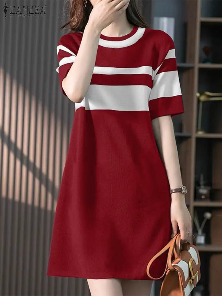 Knee Length Summer Patchwork Sundress Casual For Women