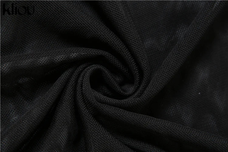 Mesh Halter Neck Two Piece Set For Women Sheer Swinging Crop Top With Solid Long Skirt Sexy Summer Midnight Outfit