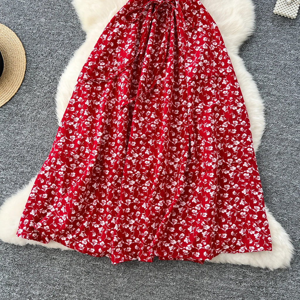 Floral Print Sundress V Neck A Line For Summer Party
