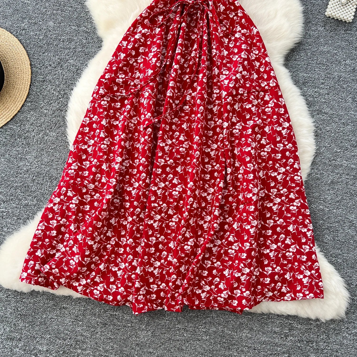 Floral Print Sundress V Neck A Line For Summer Party