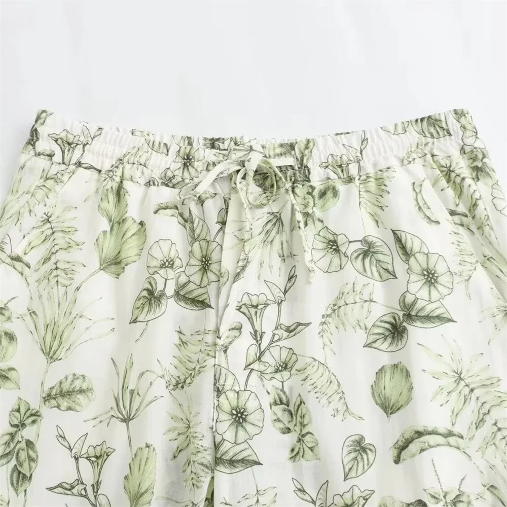 Casual Loose Printed Shirt and Wide Leg Straight Pants Set for Women Versatile Stylish Everyday Outfit