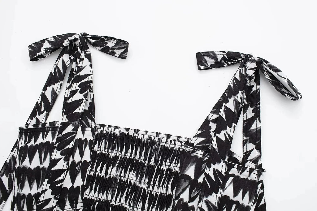 Women's Fashion Print Set Sexy Backless Sleeveless Slim Lace-Up Corset Crop Top with Elegant A-Line Pleated Midi Skirt