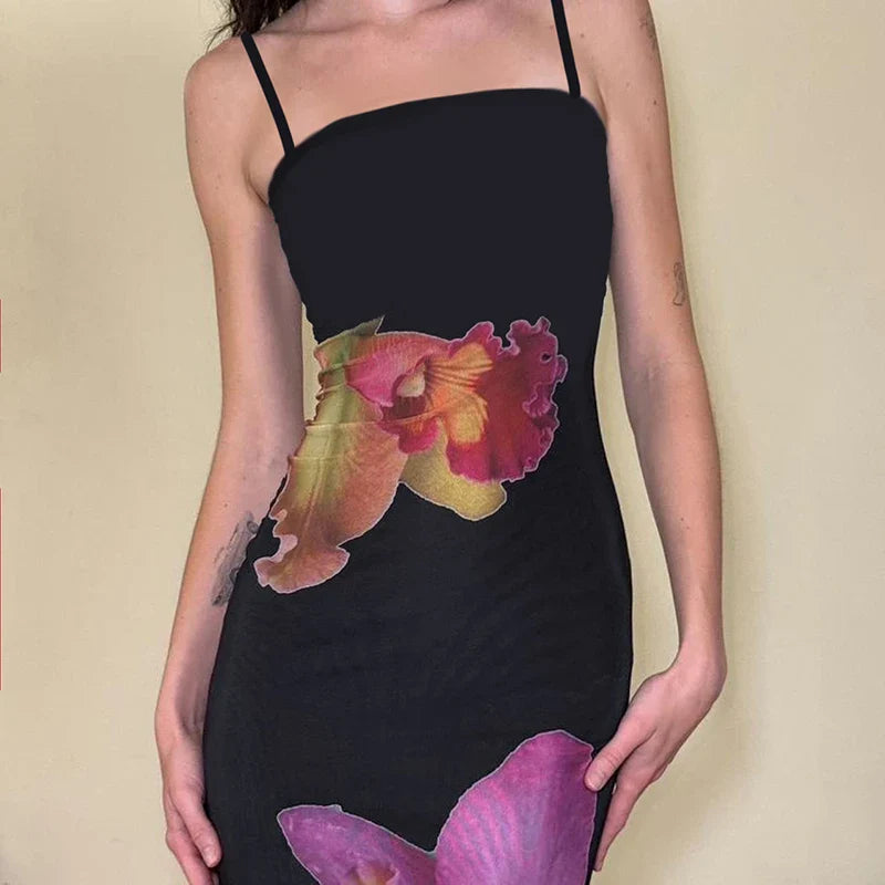 Black Lace Backless Maxi Dress Sleeveless Summer Clubwear