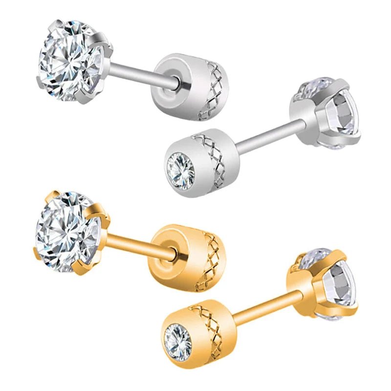 Stainless Steel Crystal Stud Earrings for Men and Women Durable Non-Fading Jewelry