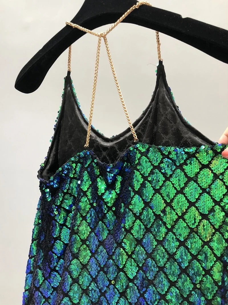 Sequins Backless Party Dress With Delicate Shoulder Straps