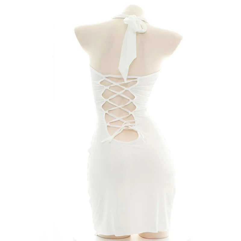 Sexy Halter Neck Knit Mini Dress Backless Bandage Style