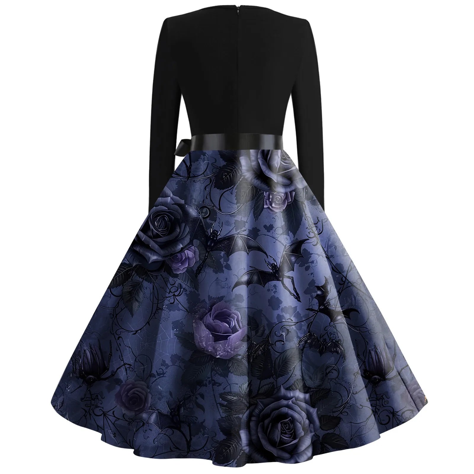 Halloween Printed V Neck Vintage Casual Dress for Women