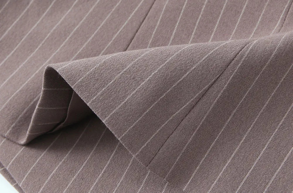 Women's Fashion Striped Two-Piece Set with Belted Waistcoat Top and Low Waist Pocketed Pants