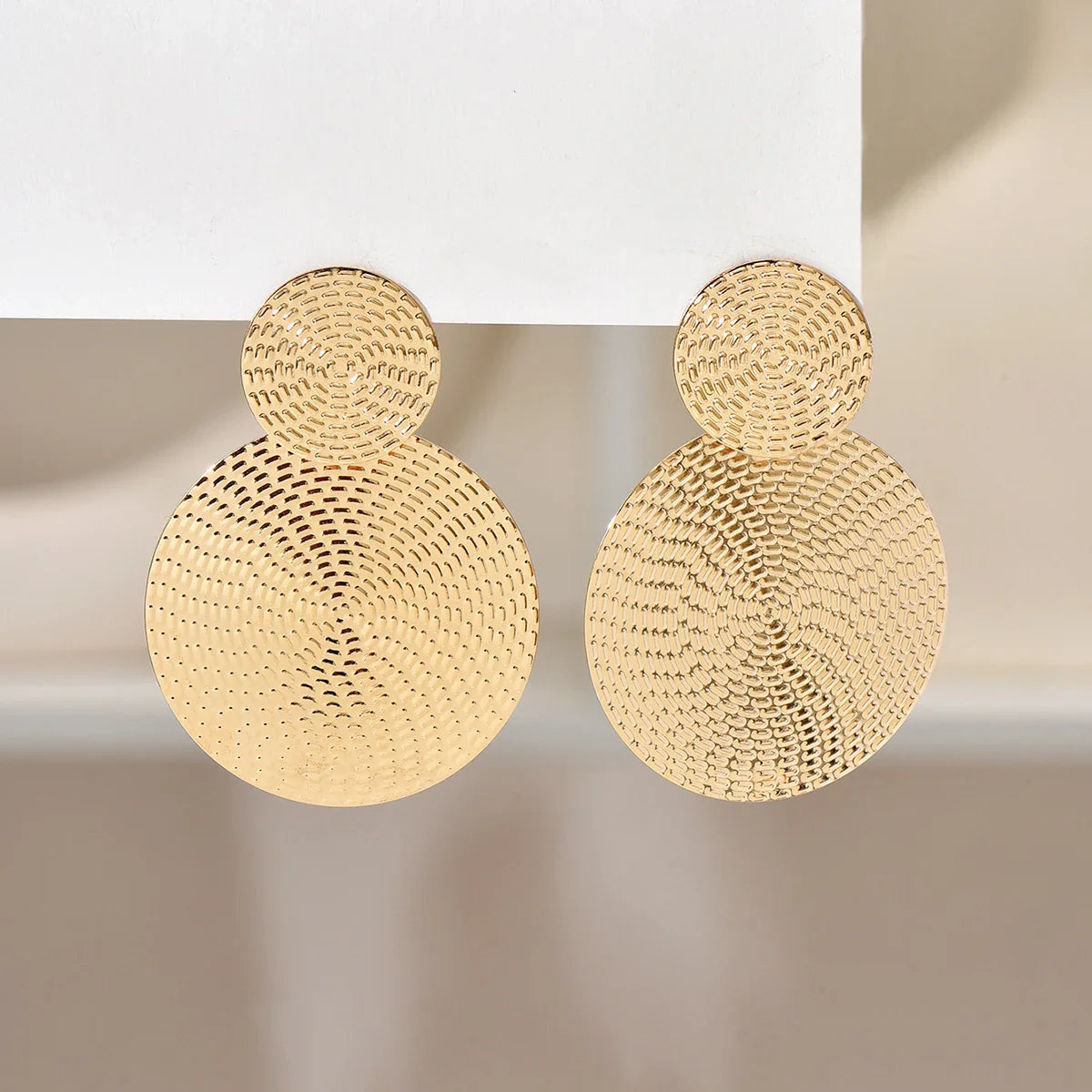 Bohemian Trendy Geometric Metal Round Earrings for Women Fashion Jewelry