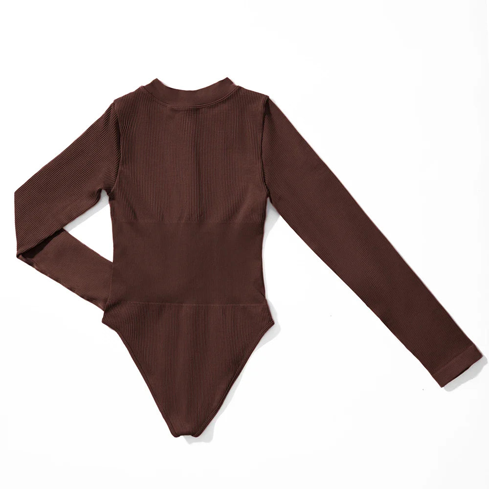 Bodycon Long Sleeve Jumpsuit for Women Zipper Romper Playsuit Fashion Streetwear Autumn Winter Slim Fit Bodysuit