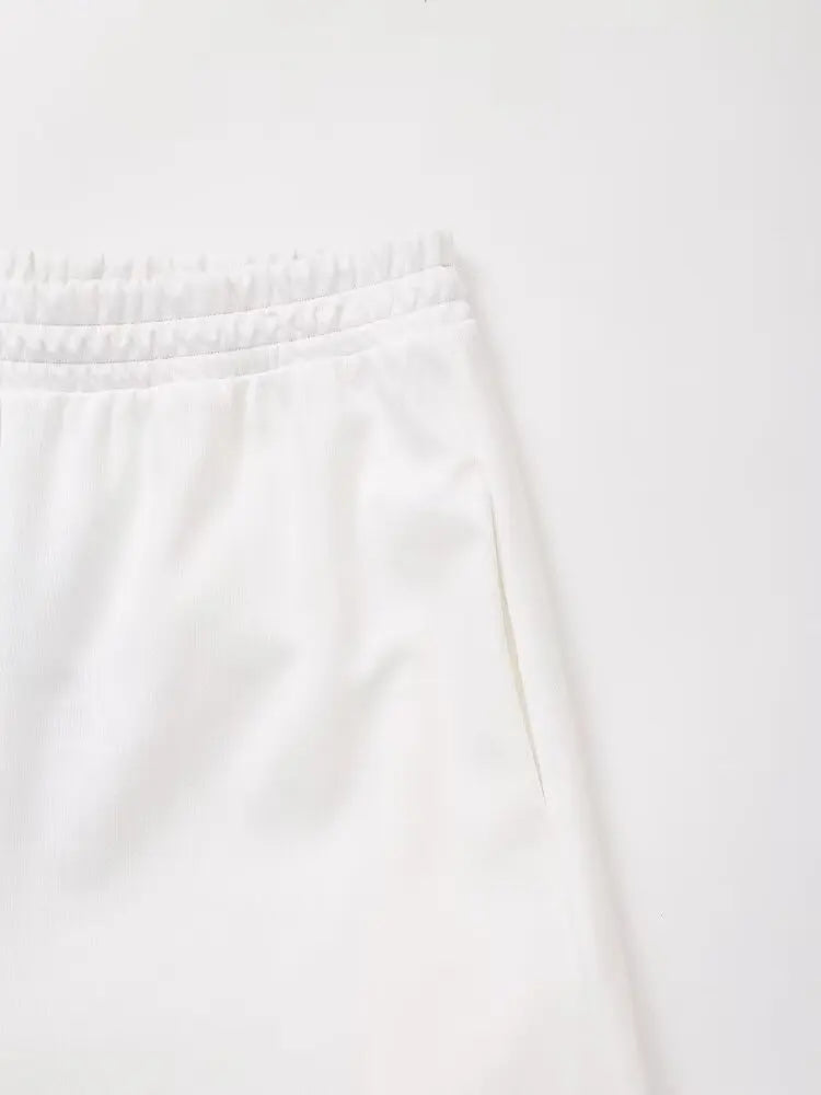 Women's Solid Casual T Shirt and Pant Set with Short Sleeves and Lace-Up Side Pockets