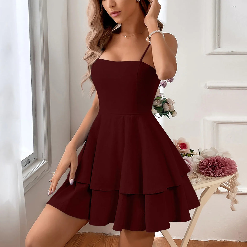 Backless Party Dress With Suspender Cake Skirt For Women