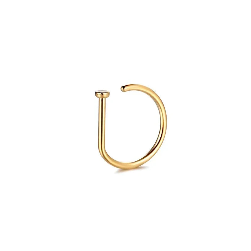 D-Shape Septum Nose Ring Clip On 316L Stainless Steel Fake Piercing Jewelry for Men and Women, 1/3/5 Pieces