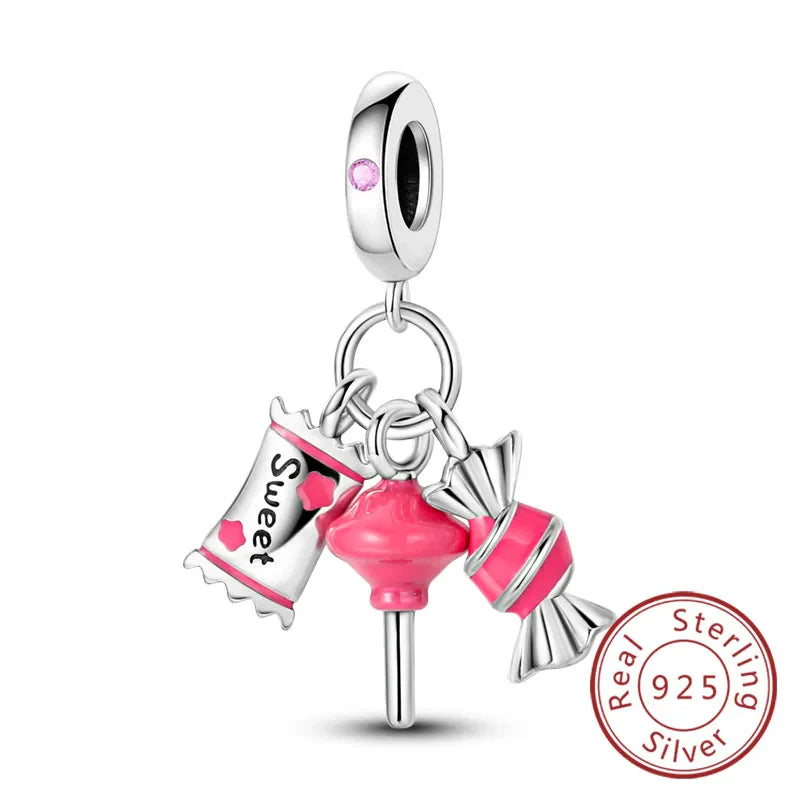 Fit 925 Sterling Silver Bow Perfume Bottle Pink Charms Beads for Women DIY Jewelry Gifts