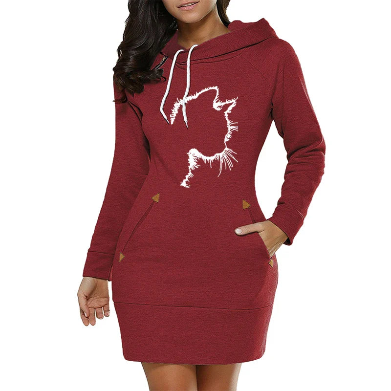 Casual Midi Dress With Hooded Zipper Neckline Everyday Style