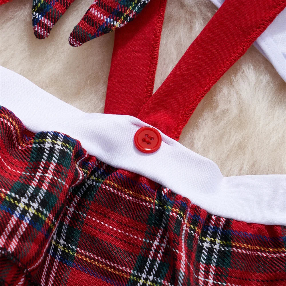 Sexy Student Cosplay Lingerie Set Hollow Cross Strap Crop Top with Mini Pleated Plaid Skirt Women's Uniform Pajama Costume