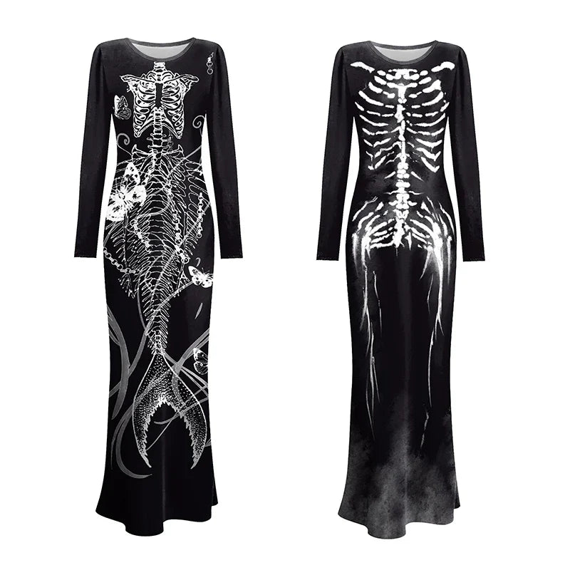 Black Gothic Witch Dress With Long Sleeves Fishtail Gown