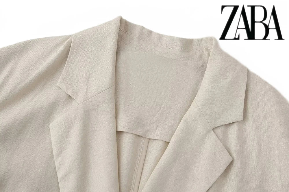 Women's Office Suit Set with Double Breasted Lapel Top and Wide Leg Pants in Solid Color