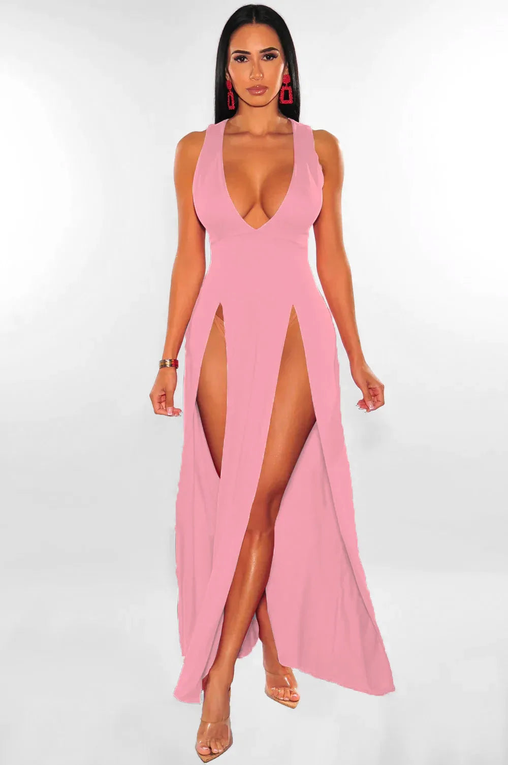 Backless V Neck Maxi Dress for Elegant Party Night
