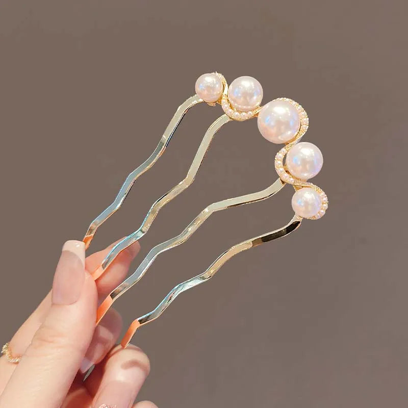 Korean U Shaped Pearl Hairpins for Women Elegant Vintage Hair Clips and Styling Tools