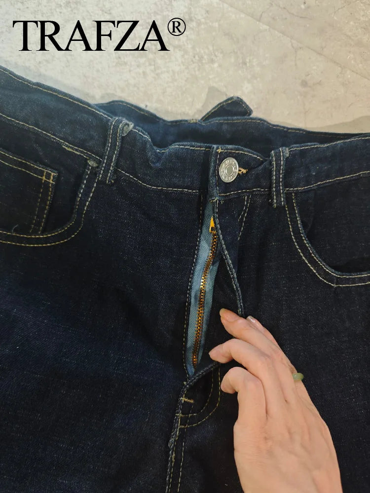 Women's Denim Jacket and Baggy Pants Set Casual Loose Streetwear Outfit