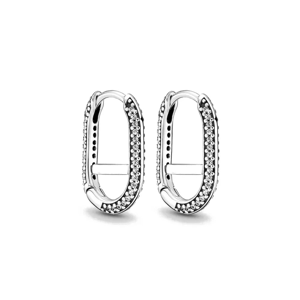 925 Silver Hoop Infinite Love Earrings with Blue Flower and White Stone Heart Pendant for Women Jewelry