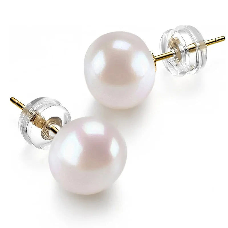 Round Simulated Pearl Stud Earrings for Women Minimalist Jewelry Teen Accessories Simple Classic Design