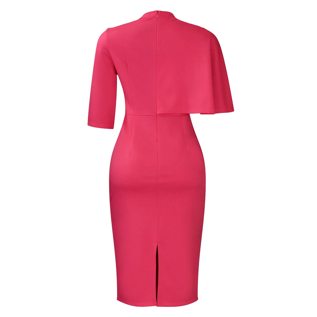 Women's Office Dress V Neck Solid Midi Formal Workwear
