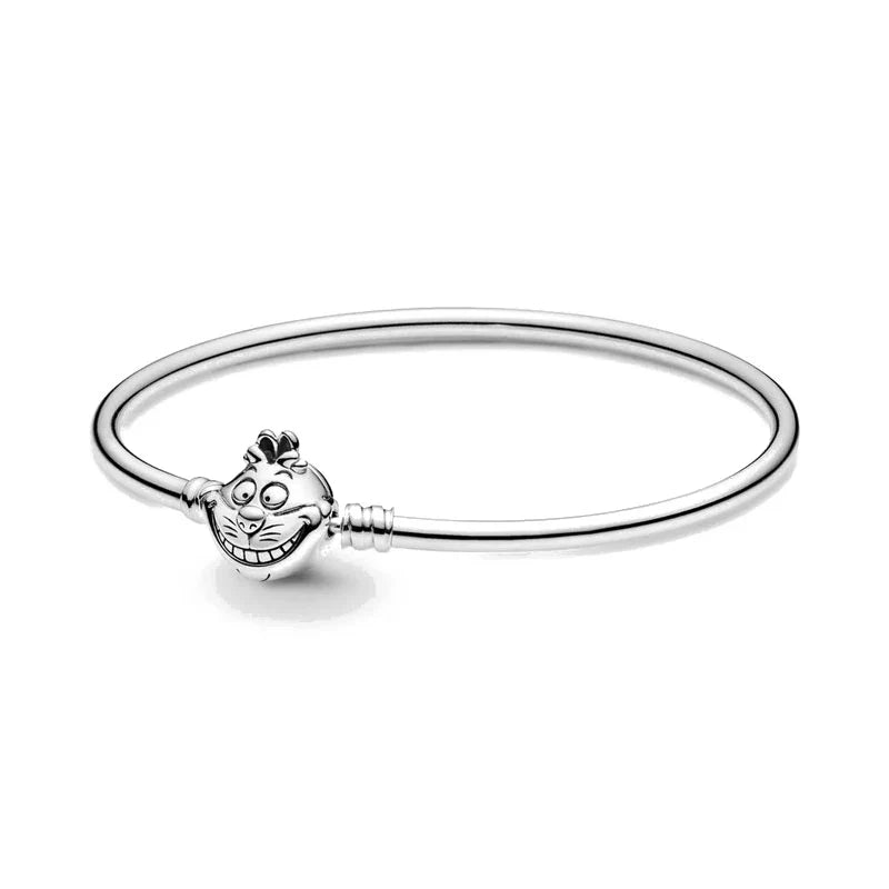 Minnie Mickey Spider 925 Silver Plated Charm Bracelet with Love Heart Clasp for Women DIY Jewelry Gifts