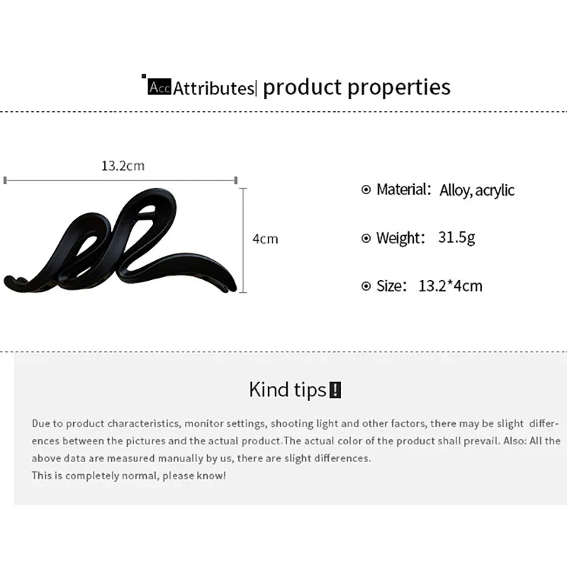 Solid Color Acrylic Wave Hair Claws for Women Versatile Shark Clip Hair Accessories