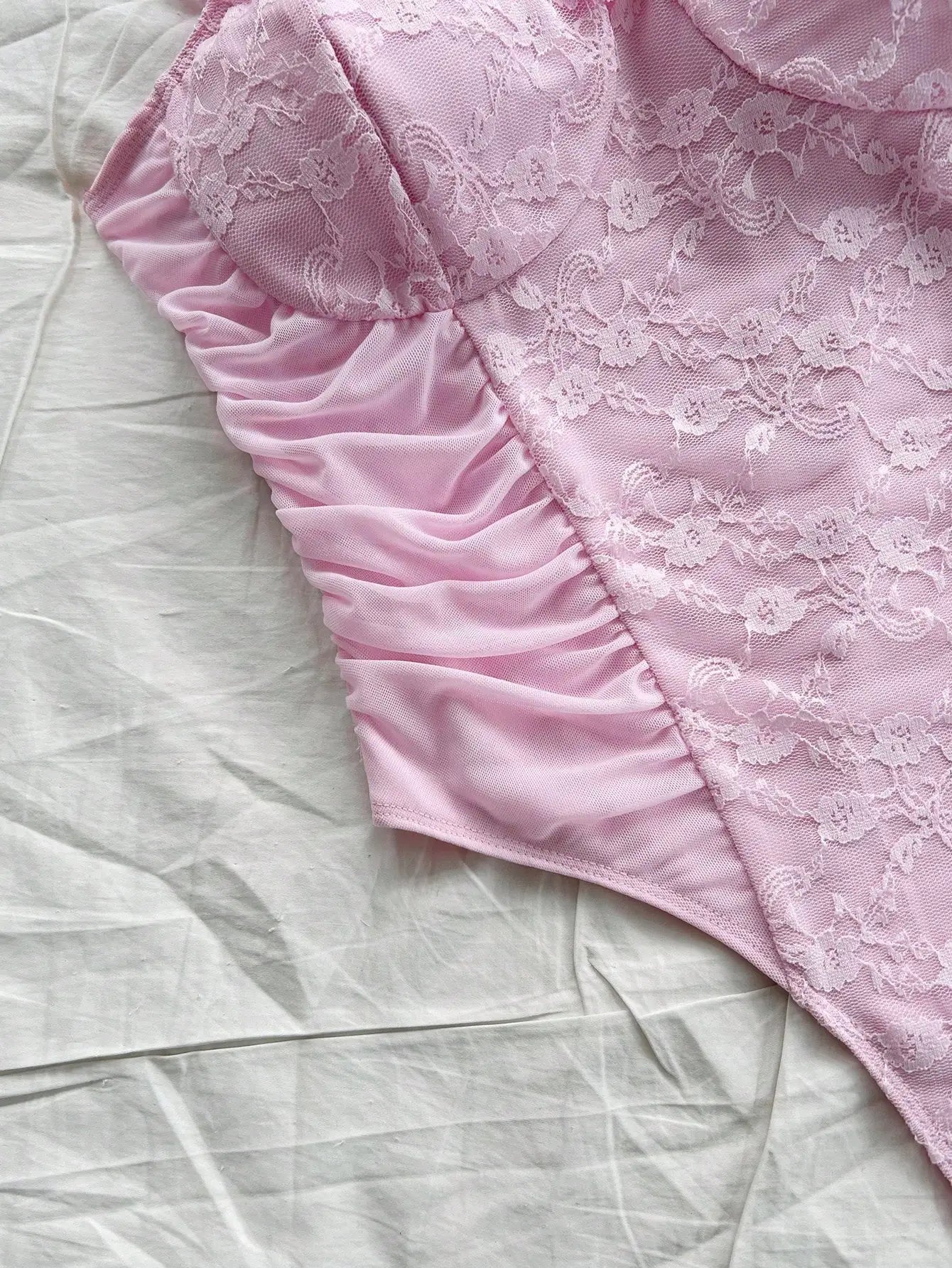 Romantic Lace Knit Sling Jumpsuit with Wooden Ear Edge Casual Vintage Holiday Dress for Women