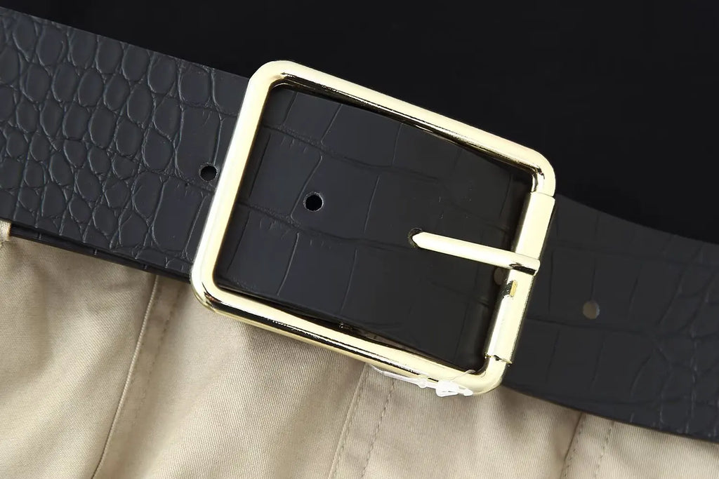 High Waist Pleated Dress With Belt Round Neck Sleeveless