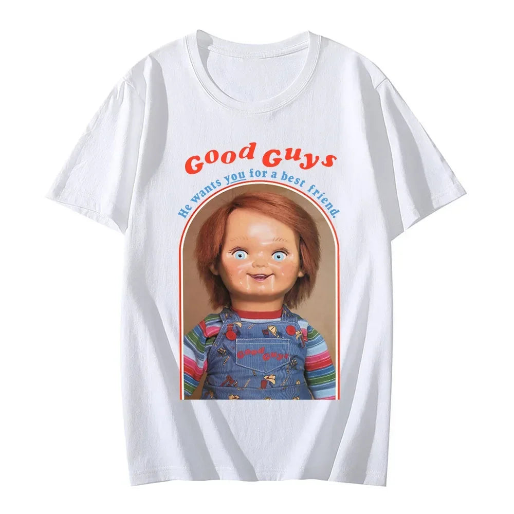 Chucky Graphic Print Cotton T-Shirt for Women Casual Short Sleeves Harajuku Unisex Tee