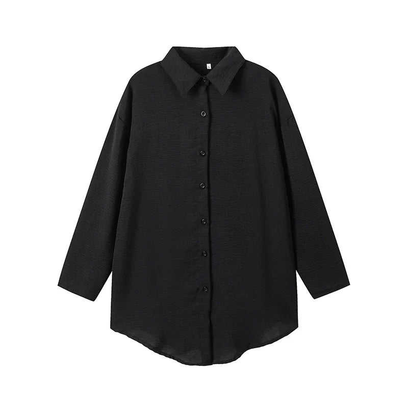 Women's Casual Cotton Linen Lapel Long Sleeve Shirt Autumn Winter Fashion Tunic