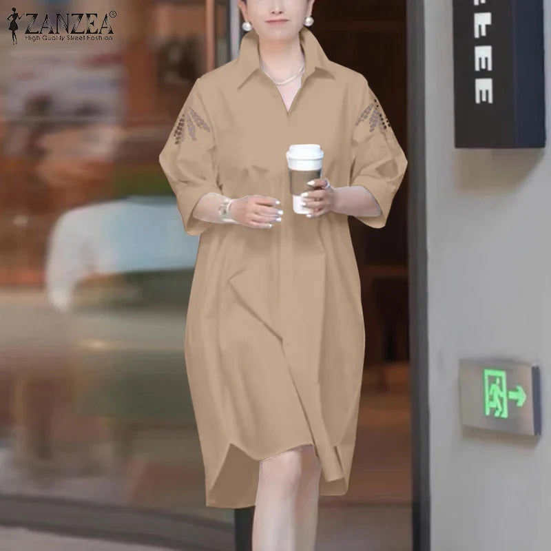 Lace Patchwork Knee Length Sundress For Women Loose