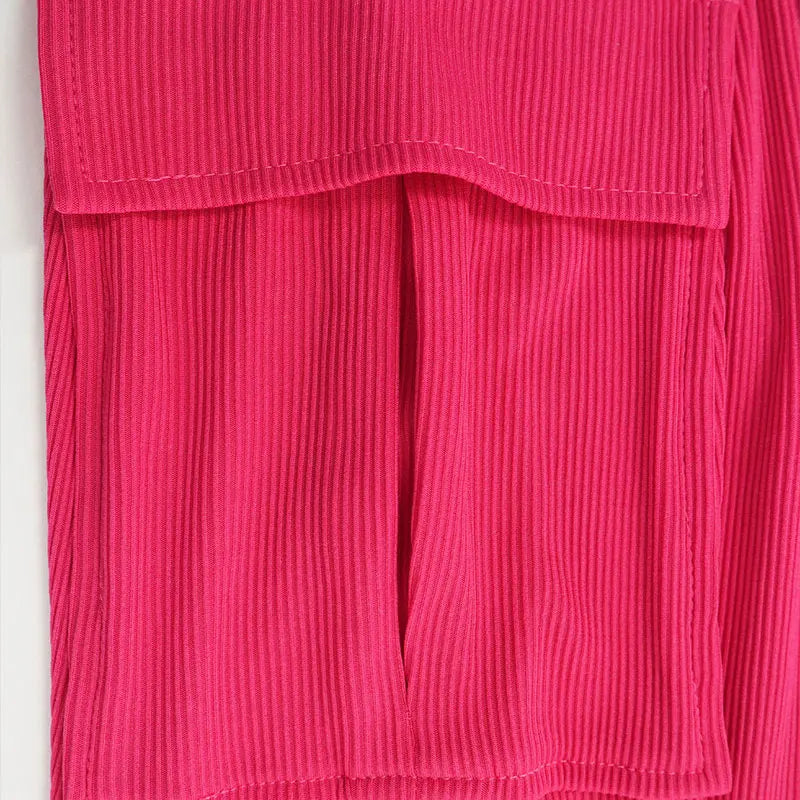 Sexy Sweet Pink Hollow Out Jumpsuit for Women Short Sleeve Elegant Romper with Pockets Casual Streetwear Spring Fashion