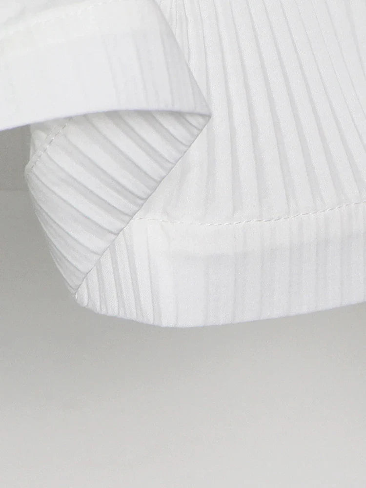 Solid Patchwork Belt Minimalist Women's Shirt Stand Collar Long Sleeve Tunic Spliced Ruffle Casual Blouse