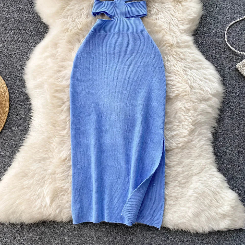 Backless Summer Knit Bodycon Dress For Women Hollow Out